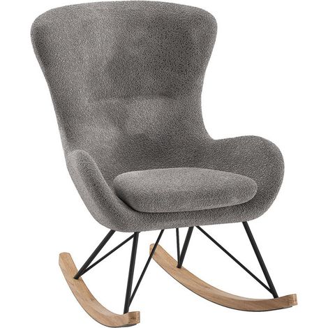 Fauteuil à Bascule Bouclette "Rocky" 101cm Anthracite (1/3)