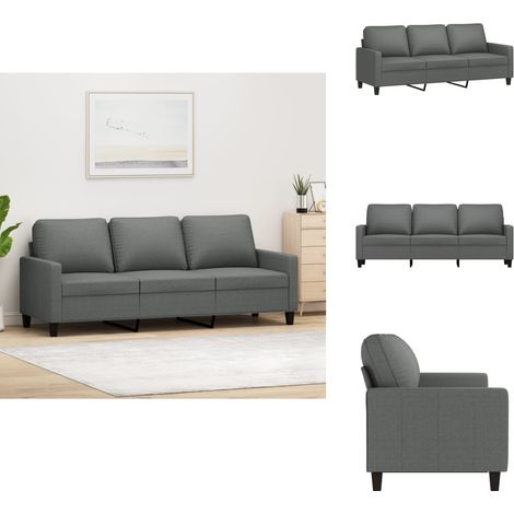 Canapé à 3 places Gris foncé 180 cm Tissu - Canapé Trois Places - Canapé Gris - Canapé Design - Canapé Moderne - Canapé Salle À Séjour (1/5)