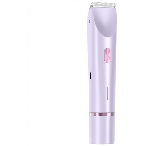 2-in-1-Elektrorasierer für Damen, wasserdicht, zur Haarentfernung an Bikinizone, Beinen, Armen, Achseln und Gesicht. Doppelscherkopf, USB-C-Anschluss, pink.