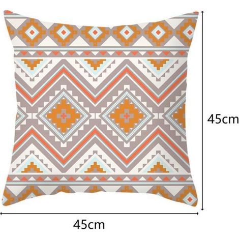 Lot de 2 housses de coussin style ethnique imprimé géométrique - - Carré - Rayures - Intérieur (1/4)