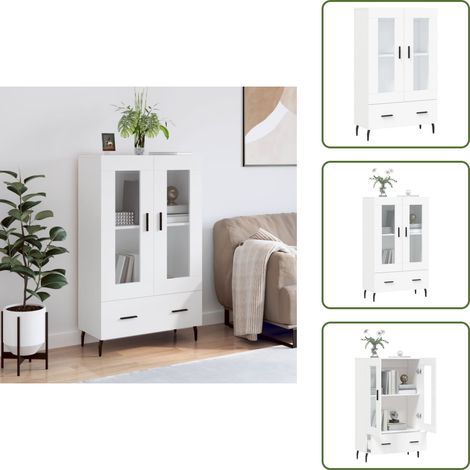Buffet haut blanc 69,5x31x115 cm bois d'ingénierie - Buffet Design Moderne - Meuble Rangement - Armoire Blanche - Buffet Cuisine - Buffet Salon