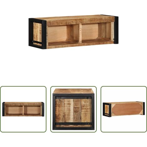 Rangement -  Meuble TV 80x30x25 cm bois massif de manguier brut (1/5)