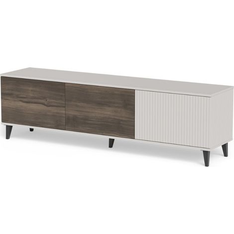 Meuble TV contemporain 180 cm beige aspect noyer PUMP (1/5)
