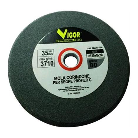 Vigor-blinky Mola Corindone per Affilatura Seghe Profilo C Granulometria 80 180x8x20 mm