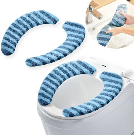 WC-Sitzbezug – 1 Stück – Plüsch – rutschfest und waschbar – für Badezimmer – 38 x 10 cm (1/5)