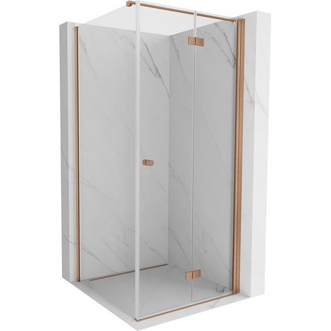 Mexen Mist-F T Duschkabine, rechts klappbar 110 x 110 cm, transparent, gebürstetes Kupfer - 8A6T-110-110-65-00-P (1/5)
