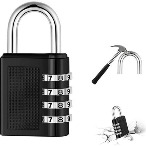 Lot de 2 serrures numériques à combinaison DIY à 4 chiffres - Boîtier en métal élégant - Serrure de placard de salle de sport - Serrure de garage - Serrure de porte - Serrure d'armoire de rangement (1/5)