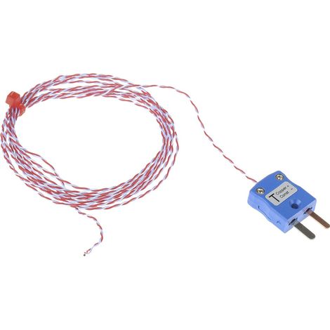 Thermocouple type T Ø 0.2mm, L 2m, +250°C max à Fiche mâle miniature ( Prix pour 1 )