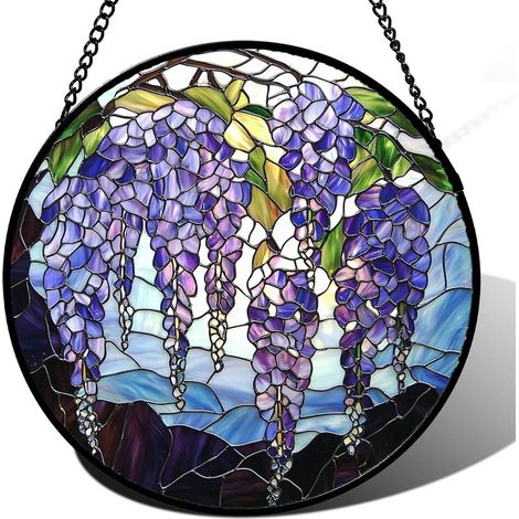 Suspension vitrail décorative – Attrape-soleil intérieur, Diamètre : 9 cm (1/4)