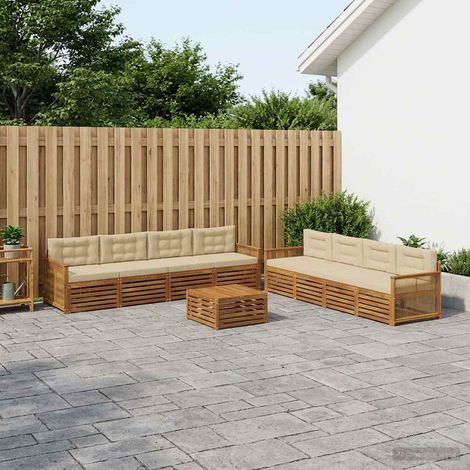 vidaXL Outdoor-Sofagarnitur 9 Stk. Natur und Beige (1/5)