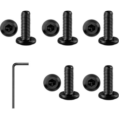 Lot de 30 vis à tête plate M6 x 16, en acier inoxydable A2 V2A, filetage complet, oxyde noir, avec clé hexagonale, Boulonnerie
