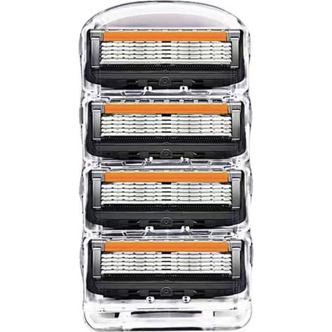 Cartouches de Rasoir 5 Lames pour Hommes — Compatibles avec Rasoirs Manuel Standard (4 Recharges + Support de Rangement)
