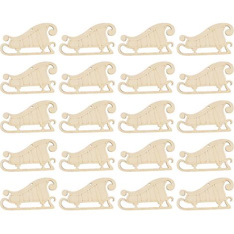 20 pièces de rondelles de bois à peindre et à suspendre pour Noël (style traîneau)-11X6CM (1/2)