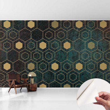 Papier peint autocollant adhésif avec imprimé motifs uniques apparence moderne Hexagones géométriques 416x254 cm (1/5)