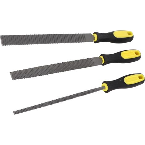 Lot de 3 limes à bois, râpes à dents grossières, demi-rondes et plates, kit d'outils à main pour le trava (1/5)
