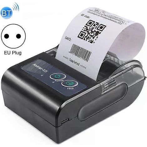 Imprimante thermique Bluetooth portable - Machine à reçus multilingue, prise UE (1/2)