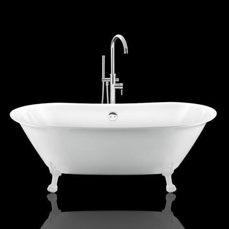 Freistehende Badewanne SURRY HILLS Löwenfüße WEISS 165 (1/4)