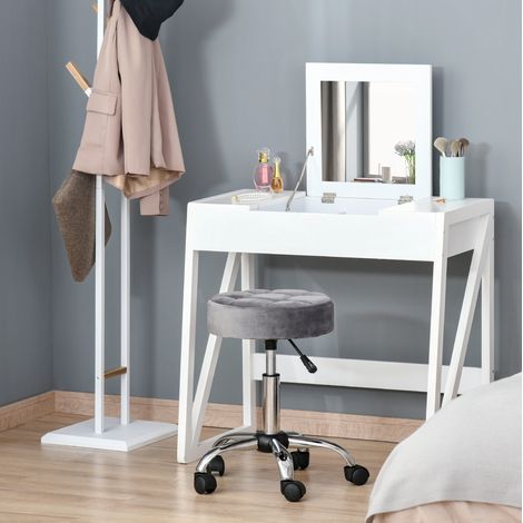 MEUBLIV Tabouret de salon à roulettes 35 cm gris clair – hauteur réglable, sans dossier (1/5)