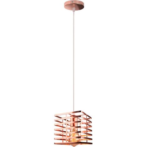 Suspension - Lustre Industriel - En Fer Forgé - Doré Rose - Pour Salle À Manger Café Cuisine Couloir - 1 Pièce