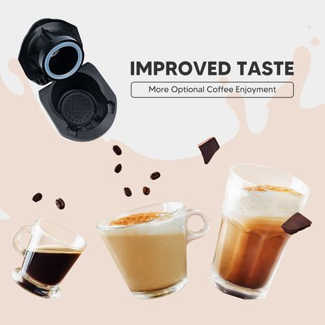 Mit diesem Universaladapter können Sie iCafilas Dolce Kaffeekapseln in Nespresso Kapseln und Tabletts umwandeln. Es ist ein vielseitiges und umweltfreundliches Zubehör.