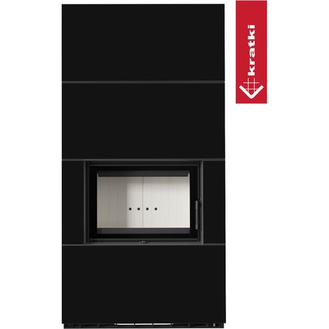 Kratki Kaminbausatz FLOKI BOX 8kW Ø160 Quarzsinter NERO ASSOLUTO mit Türfeder (1/5)