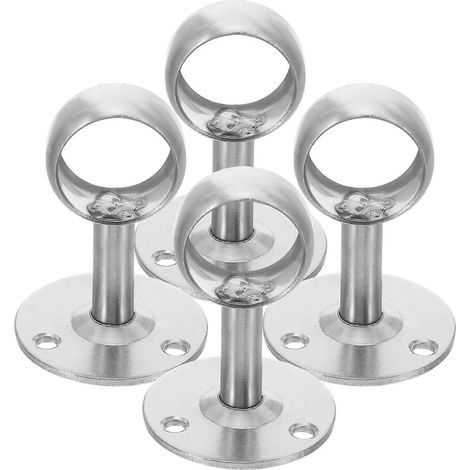 Support de tringle à vêtements en acier inoxydable, support de tringle à rideau de douche, levier, bride, ensemble de 4 pièces (1/5)