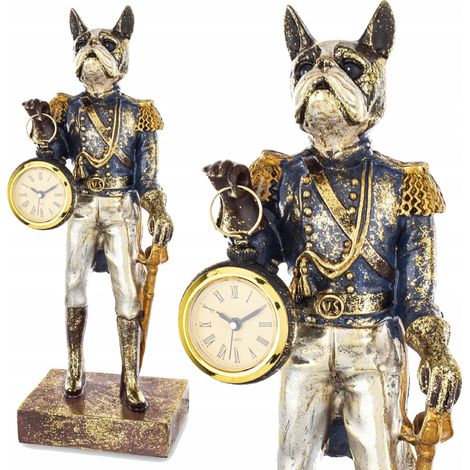 CANE CON UN OROLOGIO IN MANO FIGURA DI ALICE CLOCK Pierrot BULLDOG (1/5)