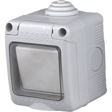 Interruptor Conmutador Estanco Superficie 16A 250V con Tapa de Plástico
