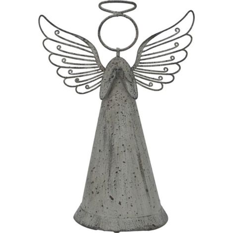 Rustic Standing Angel Decoration - Metal - L6 x W10 x H15 cm - Brown