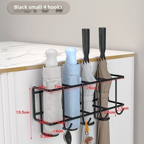 Wandmontierter Schirmhalter mit vier Löchern und vier Haken, wandmontierter Schirmhalter für den Eingangsbereich, Schirmaufbewahrung, Schirmaufhängesystem. (1/5)