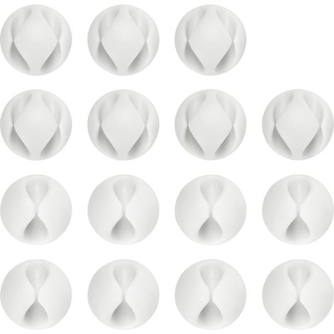 Cable Clips Support de Câble, Ensemble d'Organisateur de Câbles de Gestion de Câbles Polyvalent pour Bureau, Câble d'alimentation, Câble de Chargement USB, Chargeurs, Câble Audio (Blanc, 15pcs) (1/5)