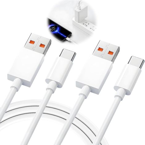 2PC USB C Cable 6A 120W Turbo Charging, 2m USB C Cable, Type C Fast Charging Data Transfer Cable, for 11T/12T/13T/14T/15, Note 14/13/12/11/10/Mi 11 Lite (1/5)