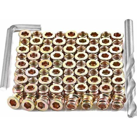 Vis à bois Lot de 40 inserts filetés pour vis à bois M8x15mm - Écrous à bois hexagonaux,de (1/4)