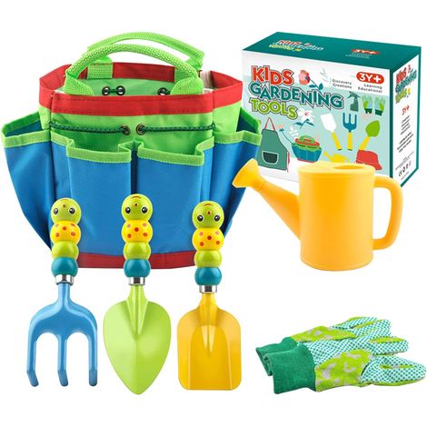 6 Pieces Kids Gardening Tools, Kids Gardening Tools, Kids Garden Toy with Watering Can, Gloves, Rake, Shovel, Gardening Tool Set Kids Gardening 2 Years Old (1/5)