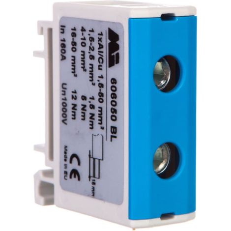 Eingleisiger Schienenverbinder 1,5–50 mm² grau-blau Euro OTL 50 1xAl/Cu 606050 BL 606050BL