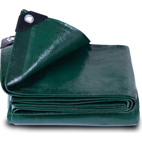 bâches imperméables et résistantes à l'eau - 4x5M 150 g/m² - Bâche en polyéthylène - Pour table et chaises, enclos de poulailler/bûches de bois/étang à poissons/bâche de piscine Vert (1/5)