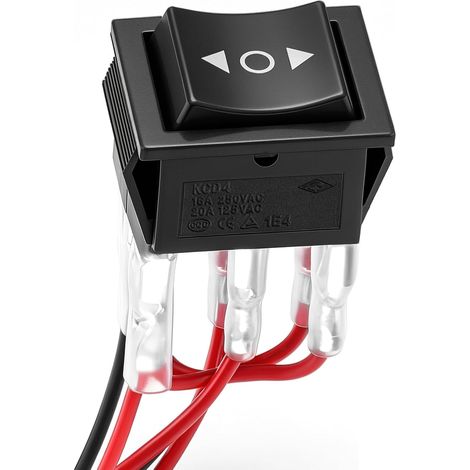 Interrupteur Inverseur De Polarité 12v 16a Double Retour Automatique Switch Avec Fil 3 Positions On-off-On Pour Moteur à Courant Continu Verin Electrique 12v 6 Broches Panneau Flèches Noir (1/5)