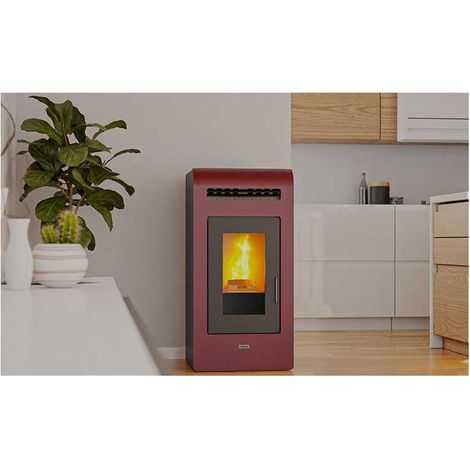 Stufa a Pellet FOCO Bordeaux - Mod. Cayenne 10 - Classe Energetica A+ - Cassetto Cenere Spazioso e Rimovibile (1/2)