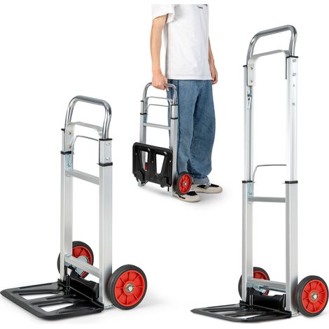 Carrello a mano pieghevole in alluminio 37 x 42 x 109 cm leggero e compatto con ruote in alluminio argentate adatte a tutti i terreni 200019260