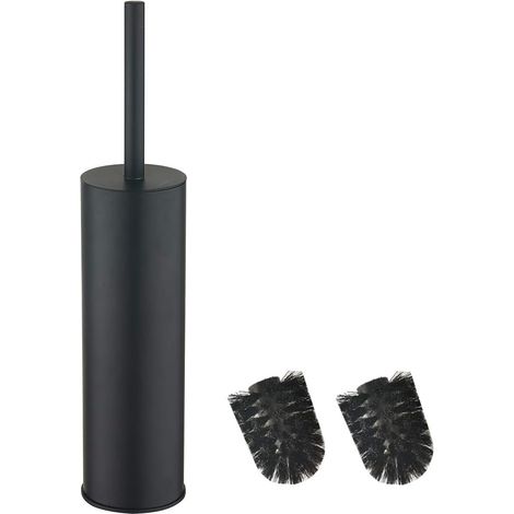 304 Stainless Steel Toilet Brush with Long Bucket Stand Round Loo Brush for Bathroom (Black) (1/5)