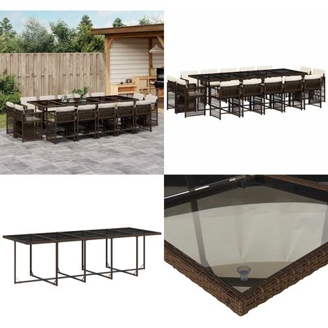 Ensemble à manger de jardin avec coussins 15 pcs marron rotin - Salon De Jardin - Meuble De Jardin - Set De Salon De Jardin - Ensemble De Jardin - Mobilier De Jardin - Home & Living (1/5)