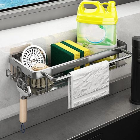 TuseRxln Organisateurs de cuisine – Organiseur de comptoir – Sans perçage – Séchage rapide – 1 pièce – Rangement pour ustensiles de cuisine – Gris bronze