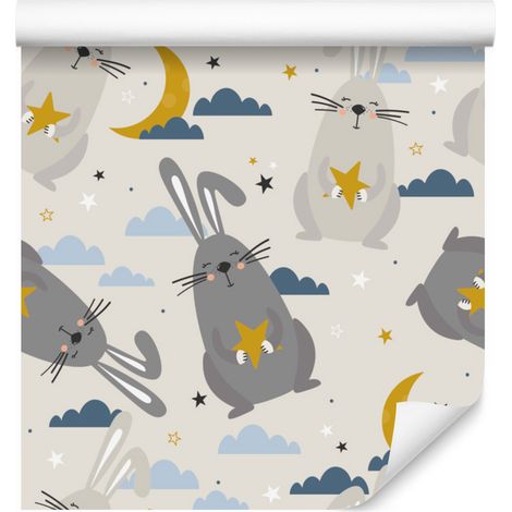 Papier peint « Lapins devant des nuages » pour salon et chambre 50x1000 cm (1/5)