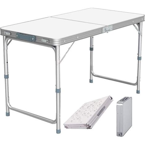 Portable Folding Aluminium Table 120 cm Camping Table 3 Speed Adjustable Height Folding Table Lightweight Aluminium Folding Table Dimensions (1/5)