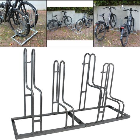 Fahrradständer für 4 Fahrräder höhenversetzt 140 x 75,5 cm Stahl feuerverzinkt grau 2x2 Bodenparker Reihenparker (1/5)