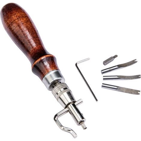 Kit de 7 pièces pour le travail du cuir (gravure, coupe-bordures, couture, biseautage) (1/5)