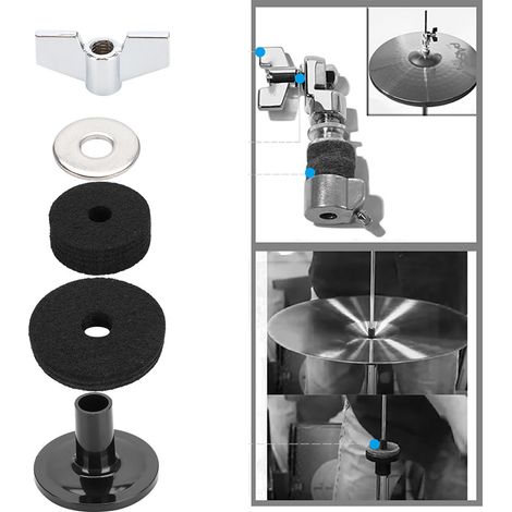 Kit de 18 pièces pour cymbales, feutres anti-dérapants noirs, supports pour charleston et embouts feutrés (1/5)