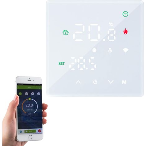 Termostato inteligente para suelo radiante con controlador de temperatura del agua, compatible con Alexa y Google Home Heating, color blanco