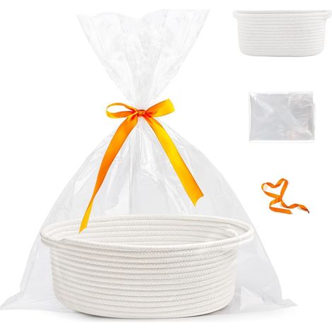 Leerer, geflochtener Geschenkkorb mit Bändern, ideal für Babypartys, Geburtstage, Hochzeiten oder Weihnachten