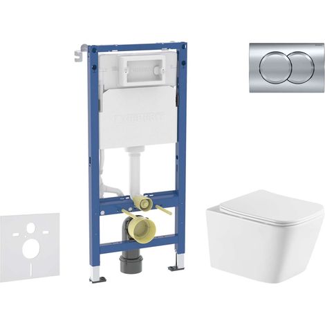 Geberit Duofix - Set Vorwandelement, Arkas I-WC mit Softclose-Sitz und Delta01-Betätigungsplatte, Chrom glänzend SANI11CA1172